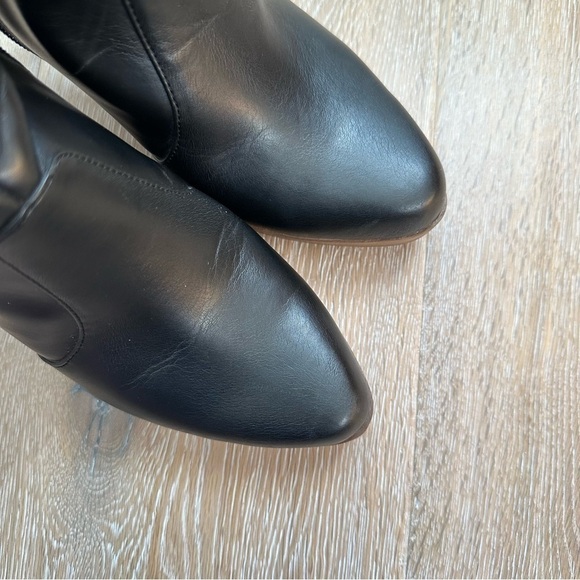 Vintage 90's Y2K Black Ankle Boots Faux Wood Platform Heel Booties - Size 8 - Picture 3 of 16